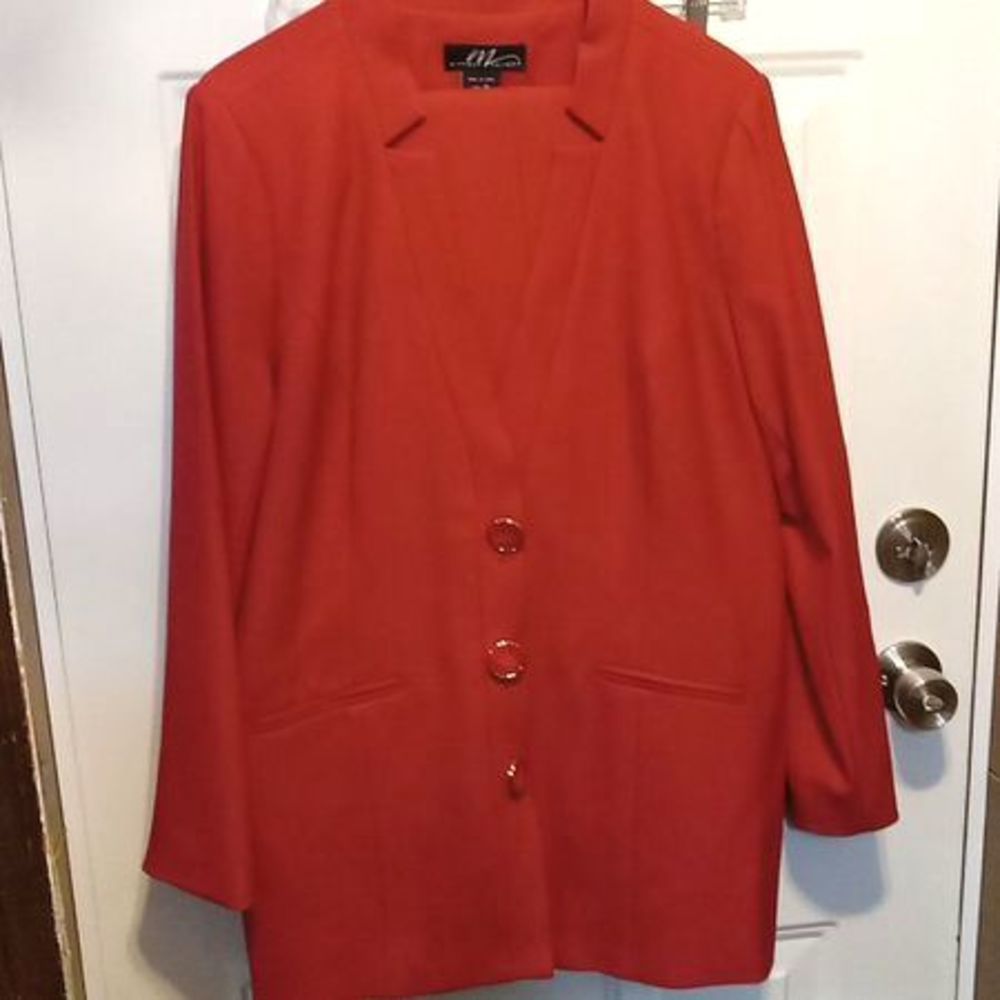 Midnight Velvet Red Three Button Pants Suit Women's Size 14